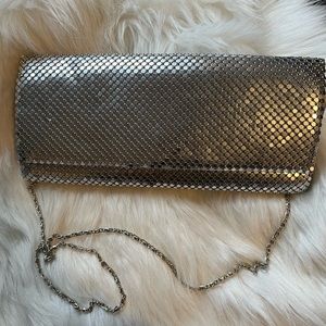 Silver Clutch w/ Strap